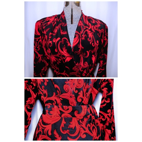 VTG 80's Carlisle Fleur di Lis Silk Maxi Set XS/S - Picture 5 of 8